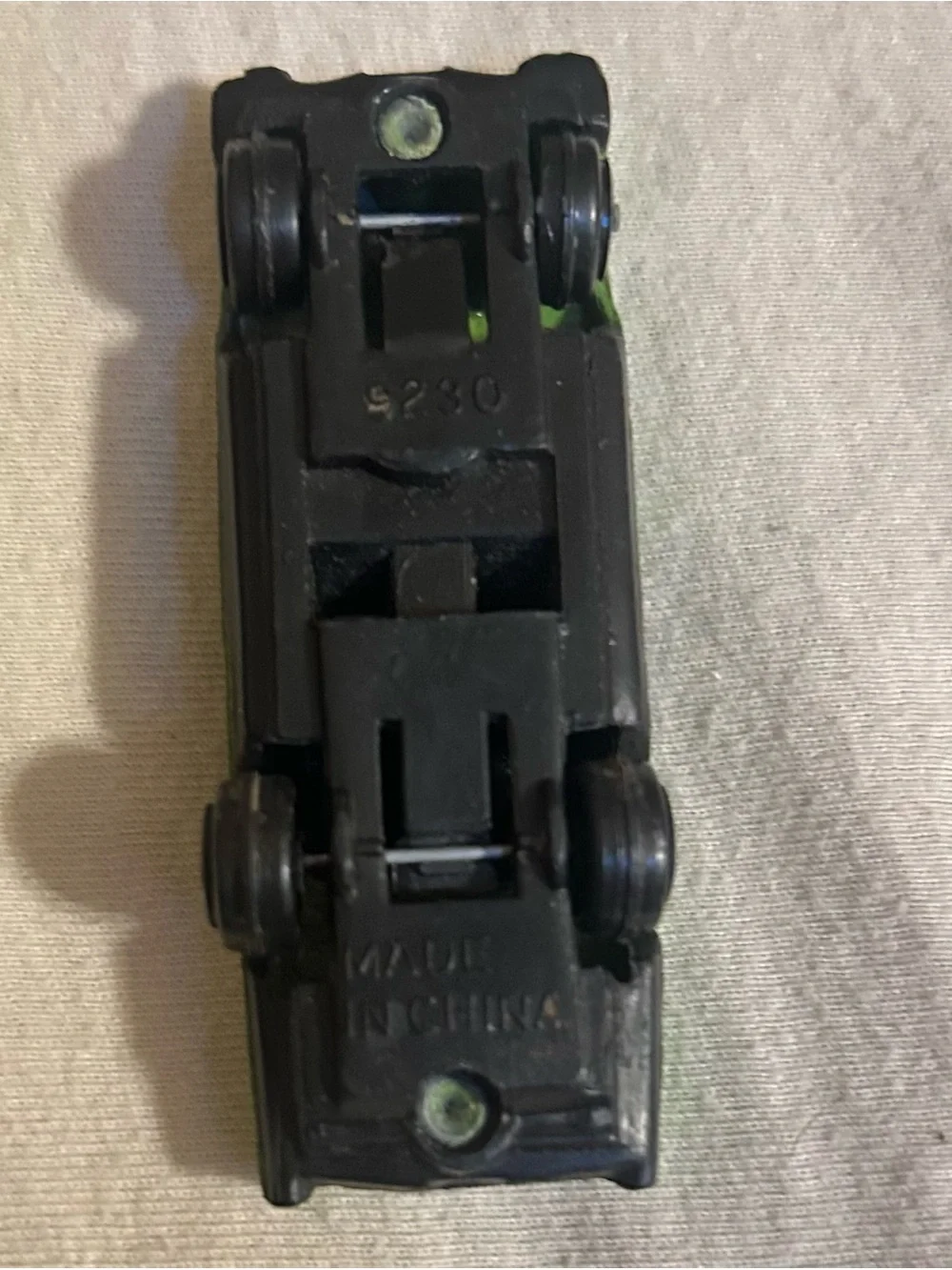 Vintage Unbranded Lime Green Diecast Toy Car Flame Graphic Hood